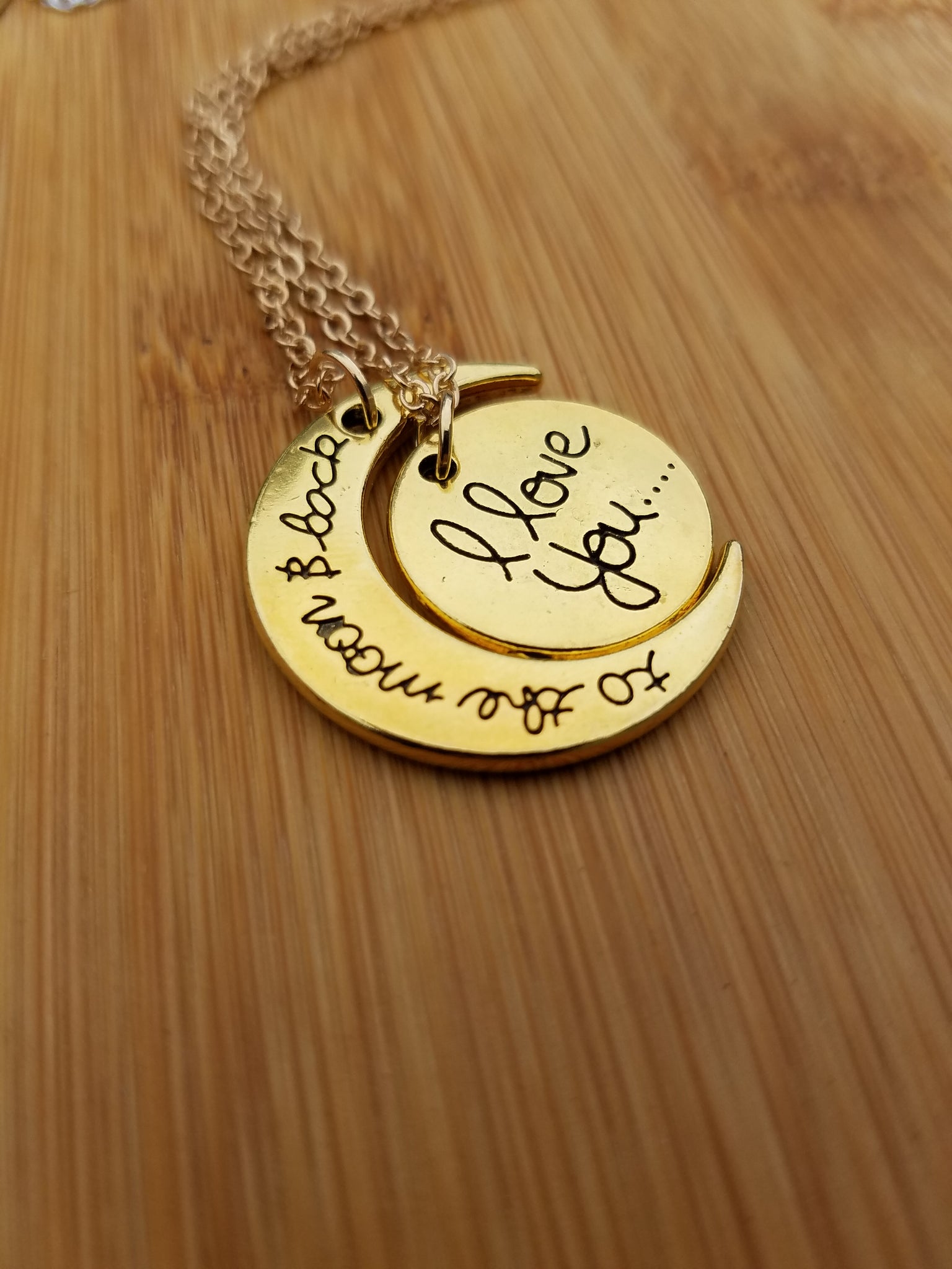 I Love You To The Moon And Back Gold & Silver Heart Family Necklace Pendant  UK | eBay